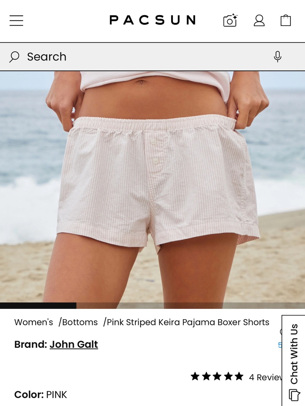 Brandy Melville Pink Striped Keira Pajama Boxer Shorts